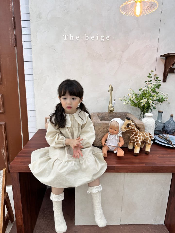 The Beige - Korean Children Fashion - #littlefashionista - Lace Collar One-piece - 6