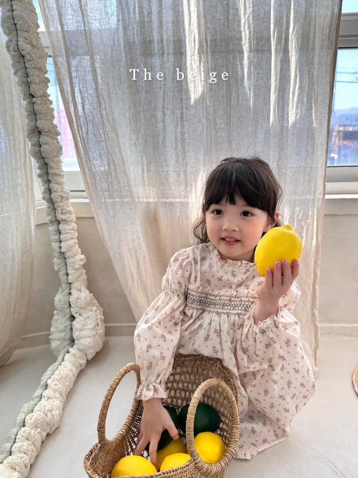 The Beige - Korean Children Fashion - #prettylittlegirls - Flower Smocked One-piece - 10