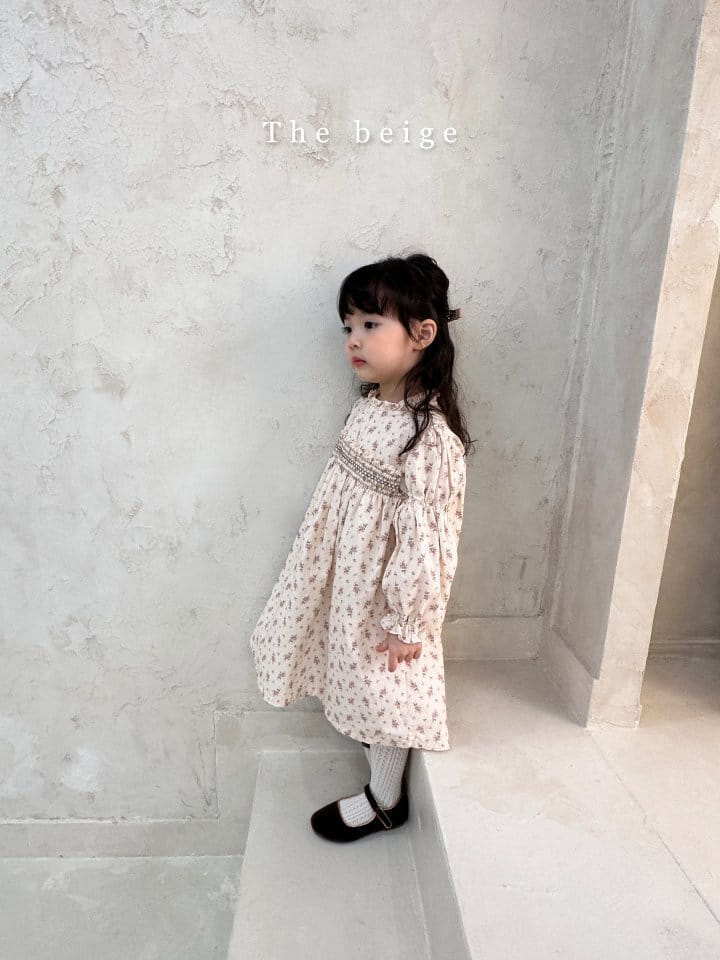 The Beige - Korean Children Fashion - #toddlerclothing - Flower Smocked One-piece - 12