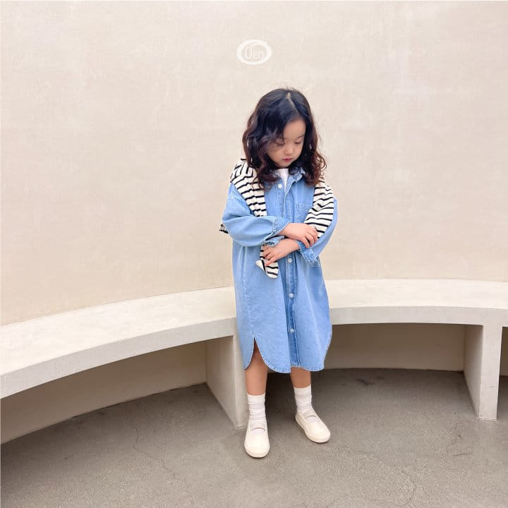 U Eo - Korean Children Fashion - #toddlerclothing - Denim Long One-piece - 8