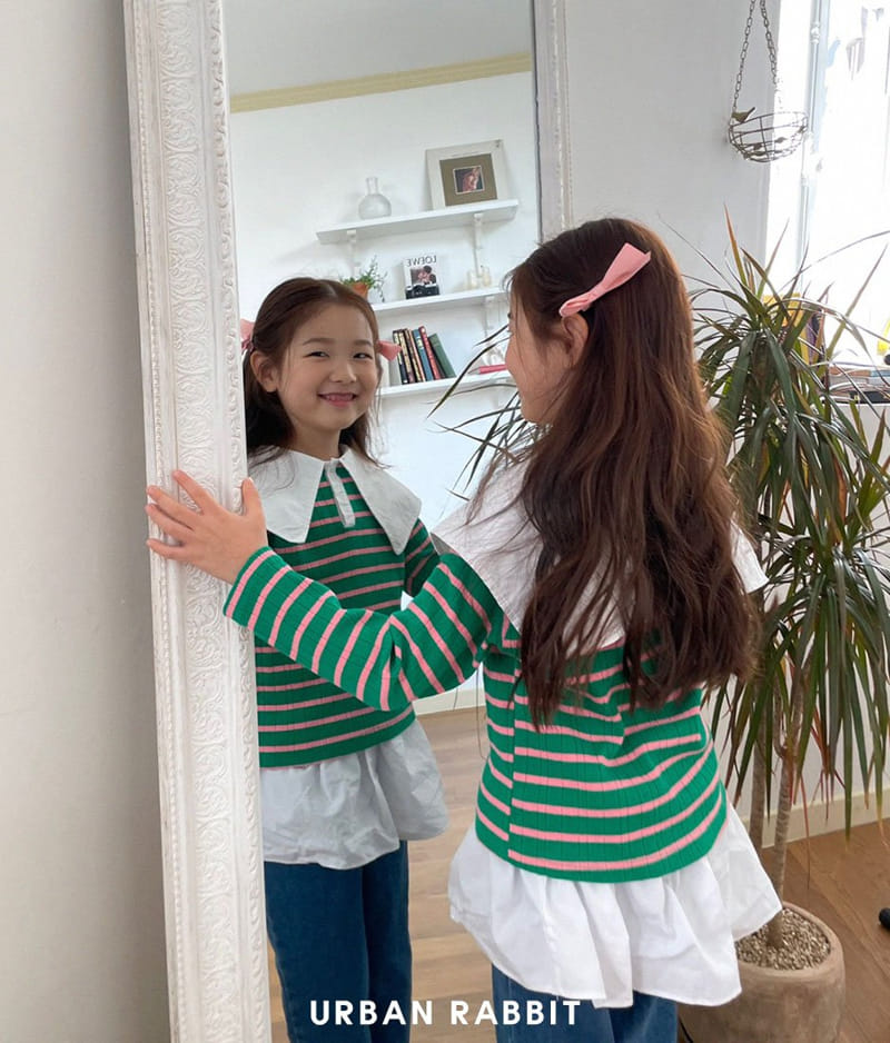 Urban Rabbit - Korean Children Fashion - #kidzfashiontrend - Big Collar Stripes Tee - 3