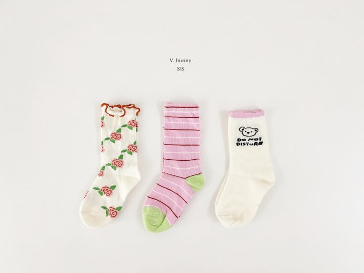 V Bunny - Korean Children Fashion - #designkidswear - Rose Socks Set