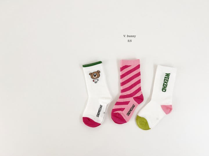 V Bunny - Korean Children Fashion - #kidsstore - Weekend Socks Set - 2