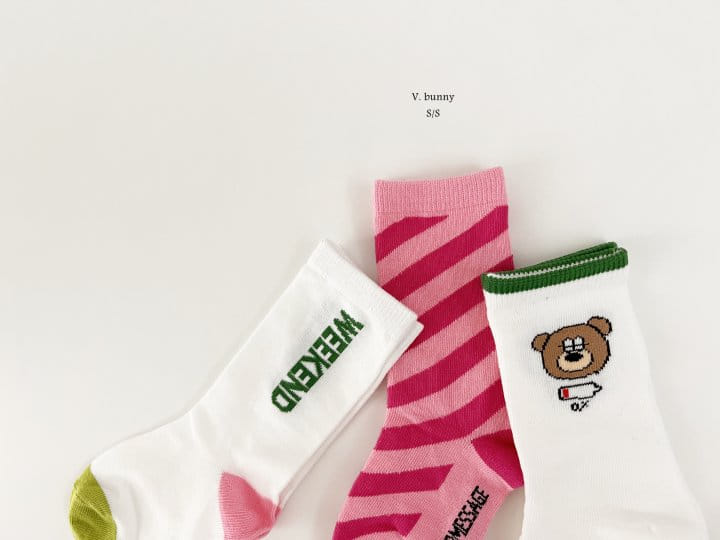 V Bunny - Korean Children Fashion - #kidzfashiontrend - Weekend Socks Set - 3