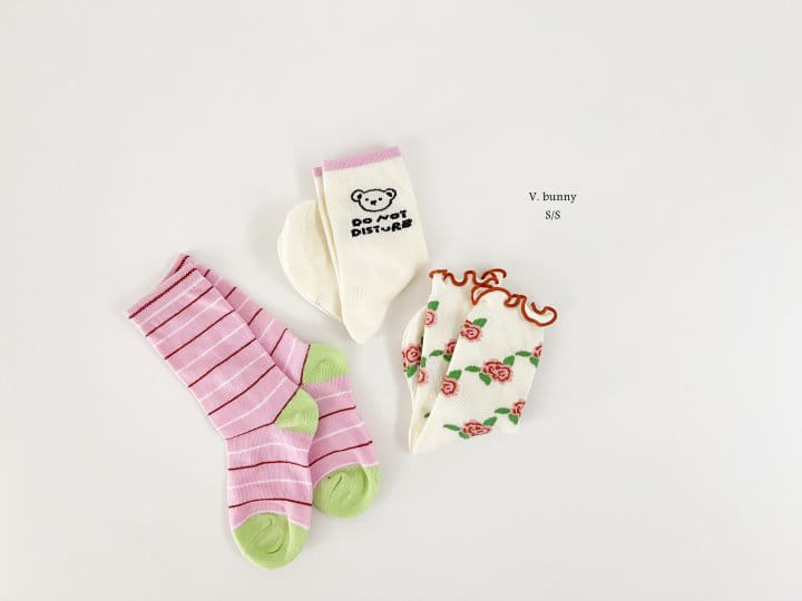 V Bunny - Korean Children Fashion - #littlefashionista - Rose Socks Set - 8