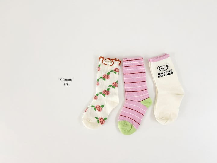 V Bunny - Korean Children Fashion - #minifashionista - Rose Socks Set - 10