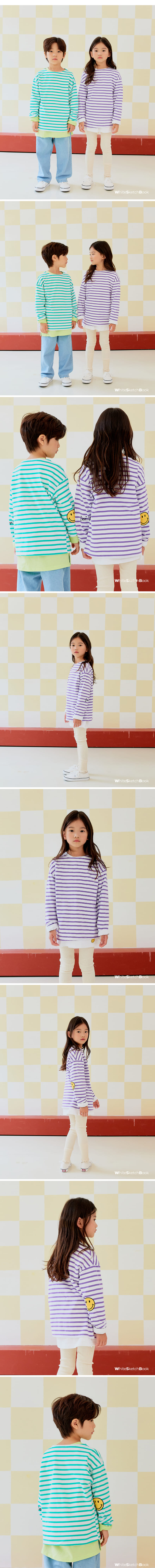 Whitesketchbook - Korean Children Fashion - #prettylittlegirls - Stripes Smile Tee - 2