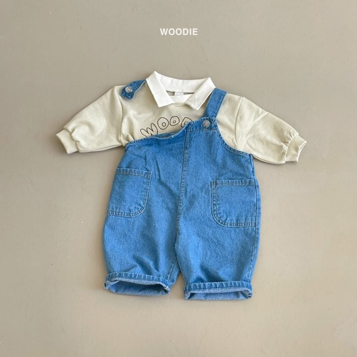 Woodie - Korean Baby Fashion - #babyootd - Denim Dungarees Pants - 3