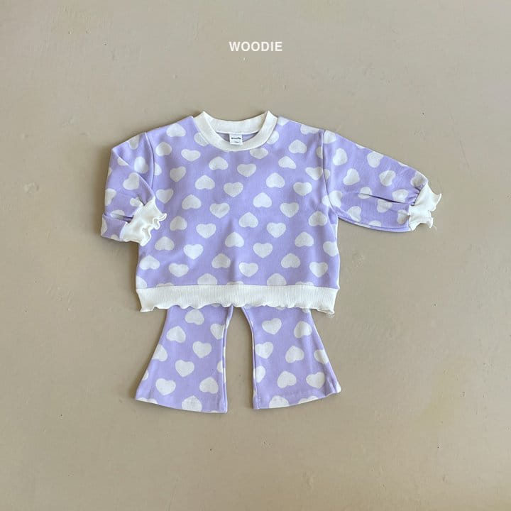 Woodie - Korean Baby Fashion - #babyootd - Heart Top Bottom Set