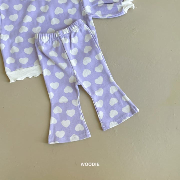 Woodie - Korean Baby Fashion - #babyoutfit - Heart Top Bottom Set - 2