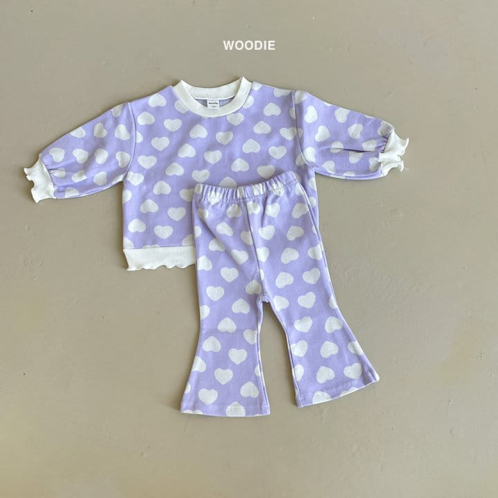 Woodie - Korean Baby Fashion - #babyoutfit - Heart Top Bottom Set - 3