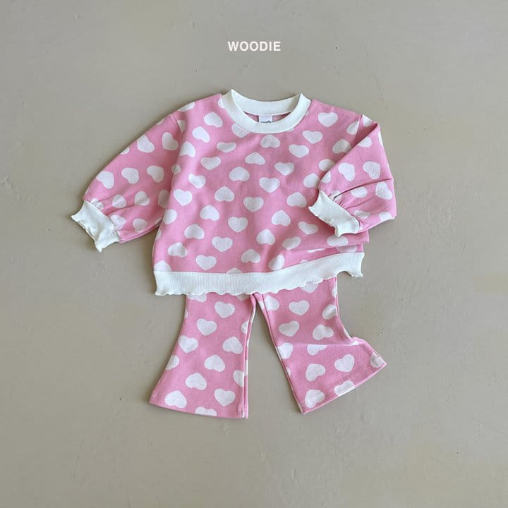 Woodie - Korean Baby Fashion - #babyoutfit - Heart Top Bottom Set - 4