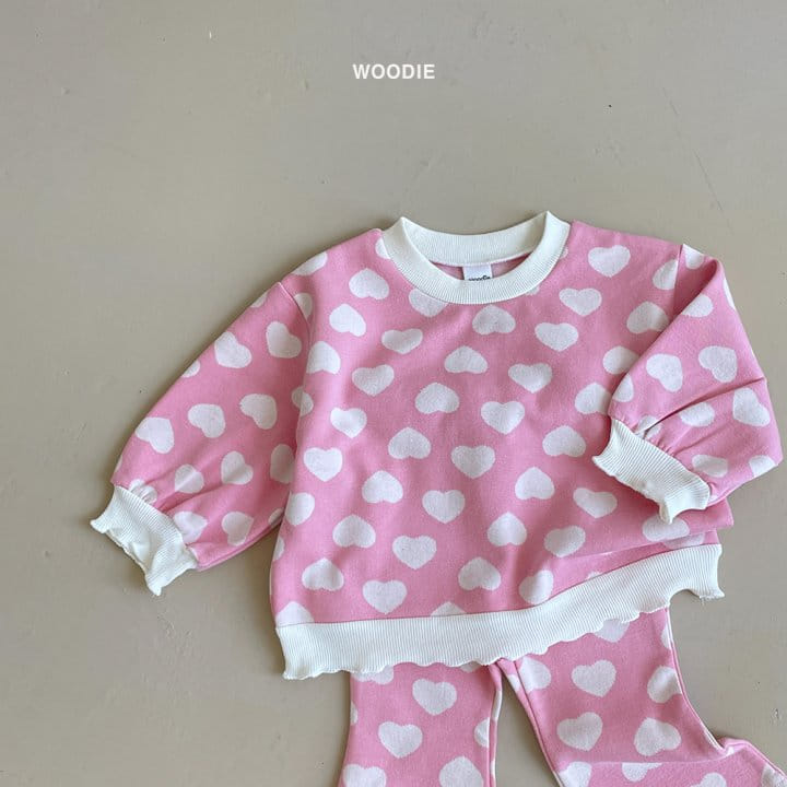 Woodie - Korean Baby Fashion - #onlinebabyboutique - Heart Top Bottom Set - 5