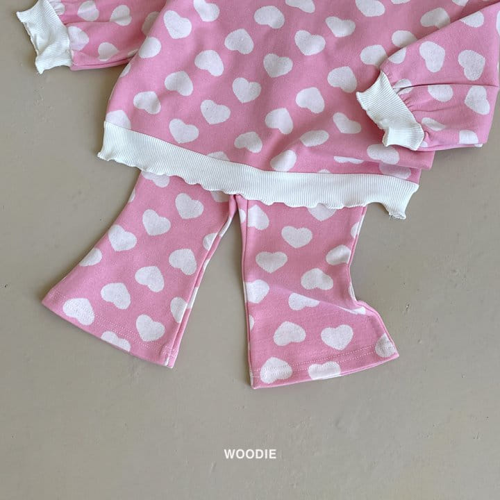 Woodie - Korean Baby Fashion - #onlinebabyshop - Heart Top Bottom Set - 6