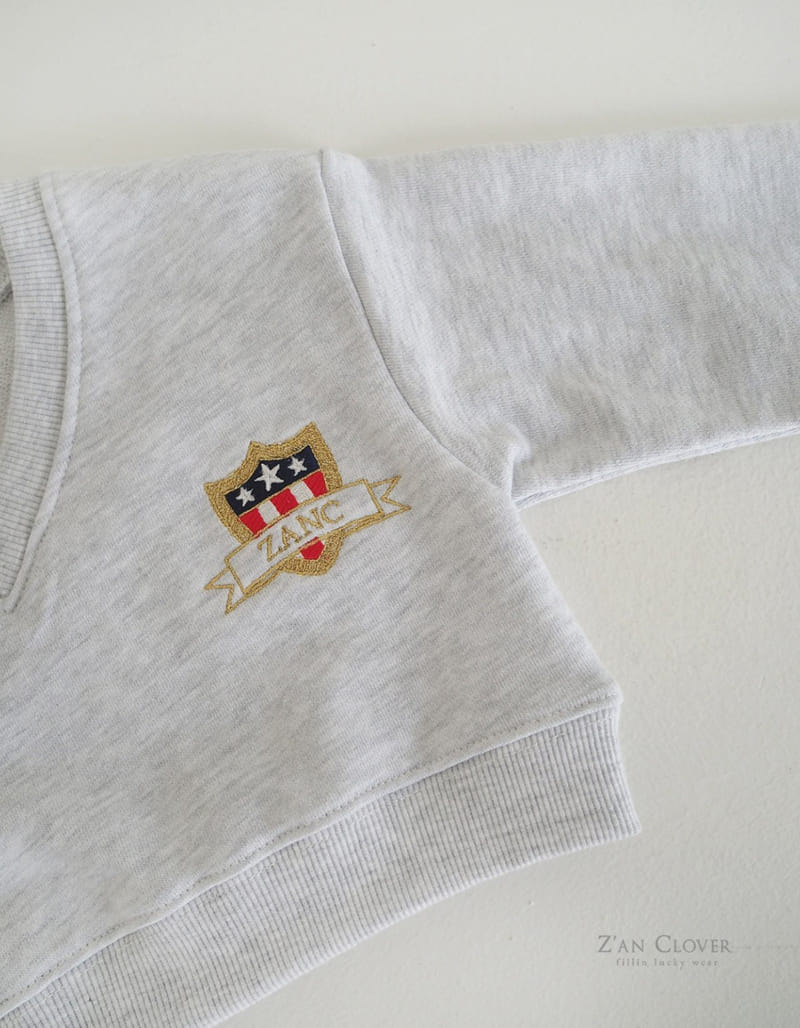 Zan Clover - Korean Children Fashion - #childrensboutique - Deep V Embroidery Sweatshirt - 5