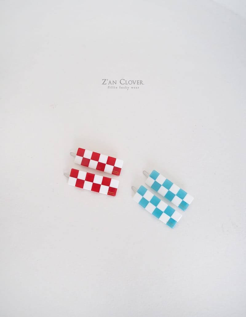 Zan Clover - Korean Children Fashion - #fashionkids - Ceramics Checker Hairpin - 2