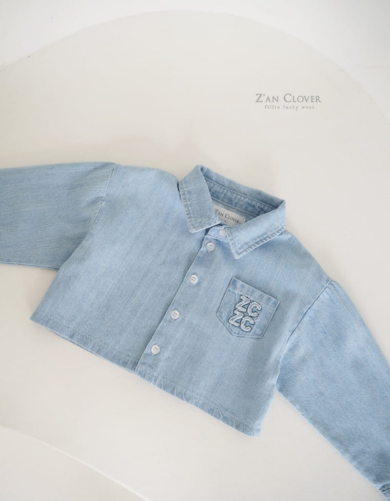 Zan Clover - Korean Children Fashion - #littlefashionista - Crop Denim Shirt - 3