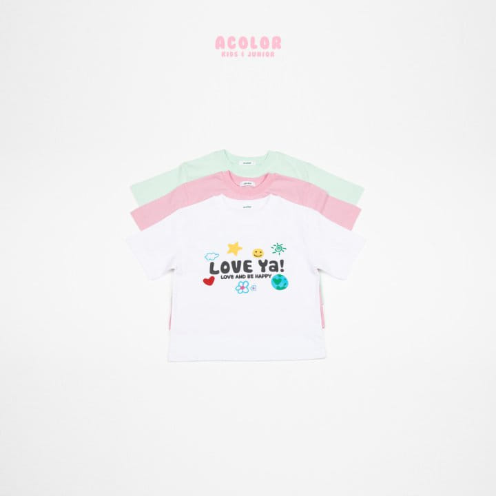 Acolor - Korean Children Fashion - #childofig - Love Ya Short Sleeves Tee - 12