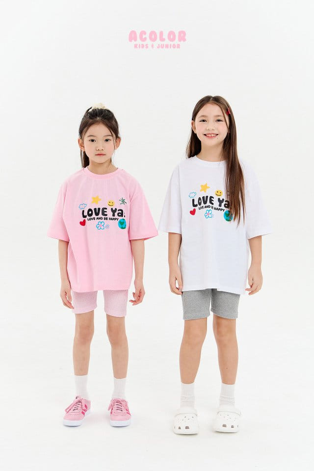 Acolor - Korean Children Fashion - #discoveringself - Love Ya Short Sleeves Tee - 2