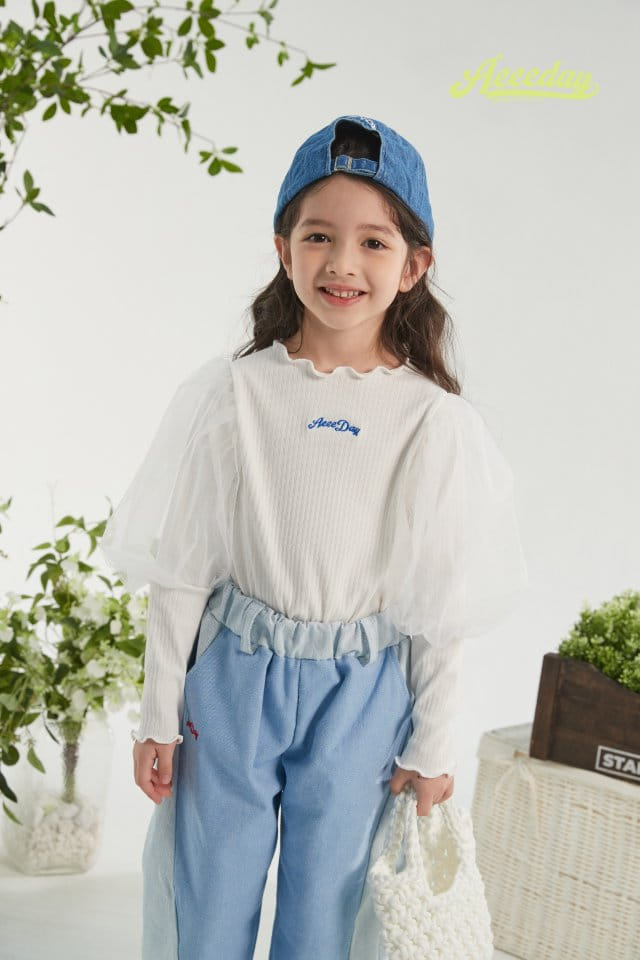Aeeeday - Korean Children Fashion - #kidsshorts - Mesh Puff Tee - 2
