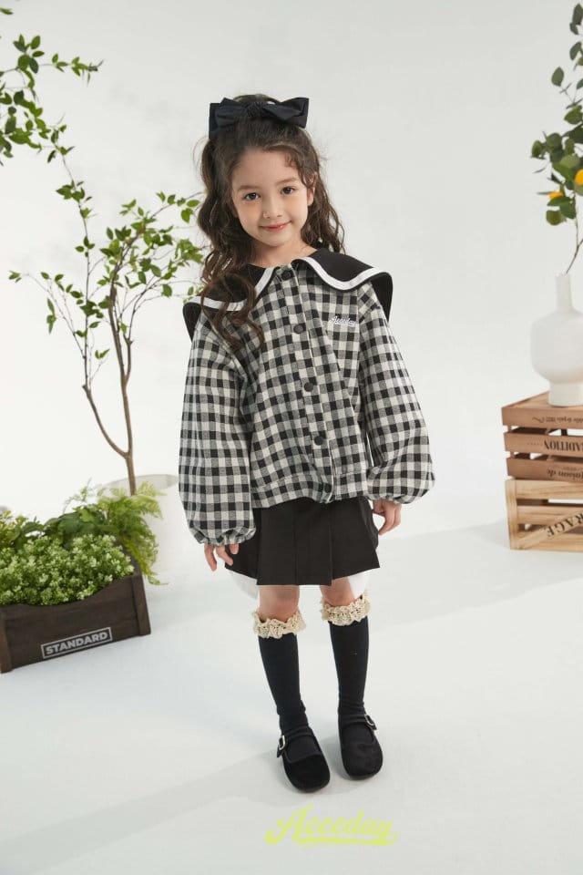 Aeeeday - Korean Children Fashion - #prettylittlegirls - Saior Check Jacket