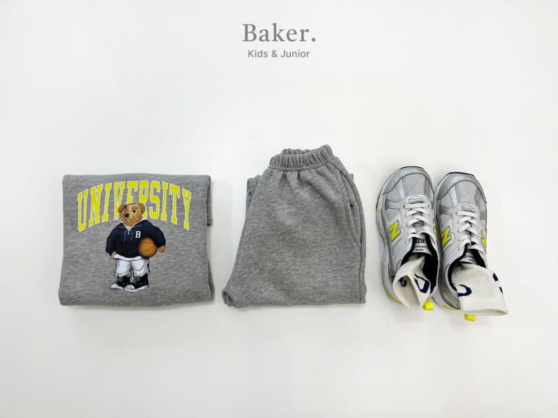 Baker - Korean Children Fashion - #fashionkids - University Bear Top Bottom Set - 2