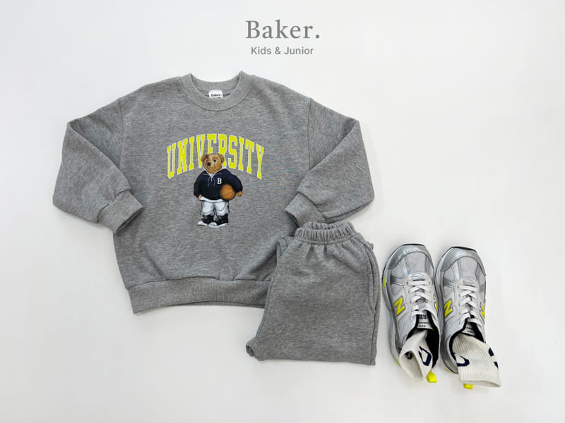 Baker - Korean Children Fashion - #kidsshorts - University Bear Top Bottom Set - 4