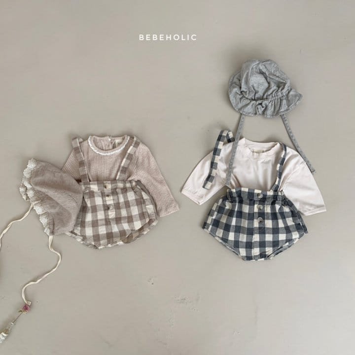 Bebe Holic - Korean Baby Fashion - #babyclothing - Check Dungarees Bloomer