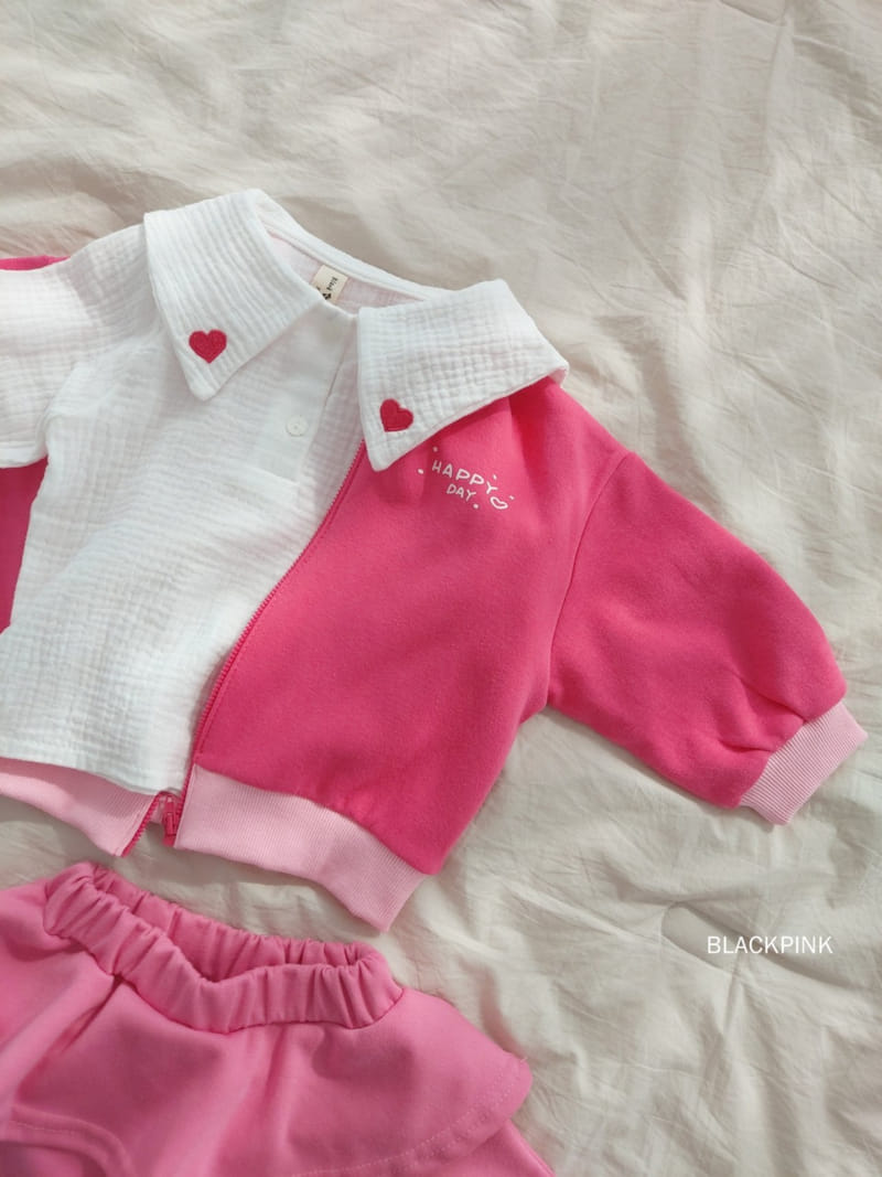 Black Pink - Korean Children Fashion - #stylishchildhood - Happy Day Zip-up - 4