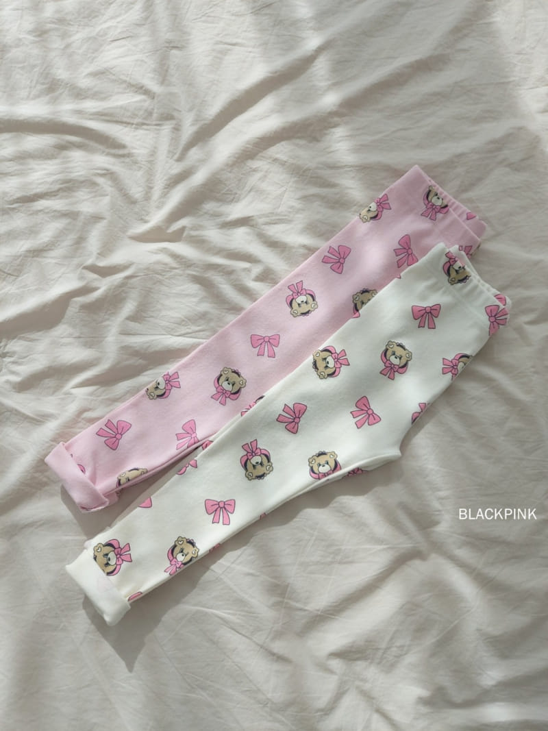 Black Pink - Korean Children Fashion - #childofig - Ribbon Bear Top Bottom Set - 9