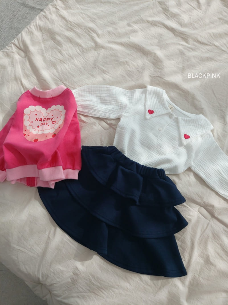 Black Pink - Korean Children Fashion - #designkidswear - Heart Embrodiery Blouse - 7