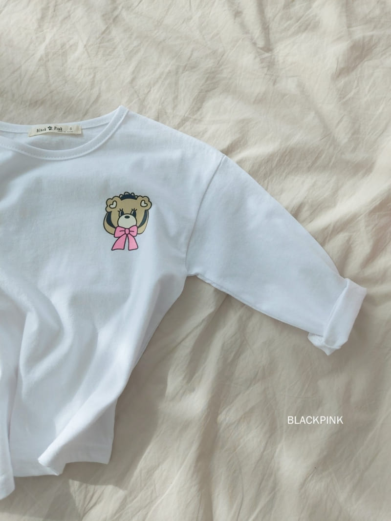 Black Pink - Korean Children Fashion - #designkidswear - Ribbon Bear Top Bottom Set - 12