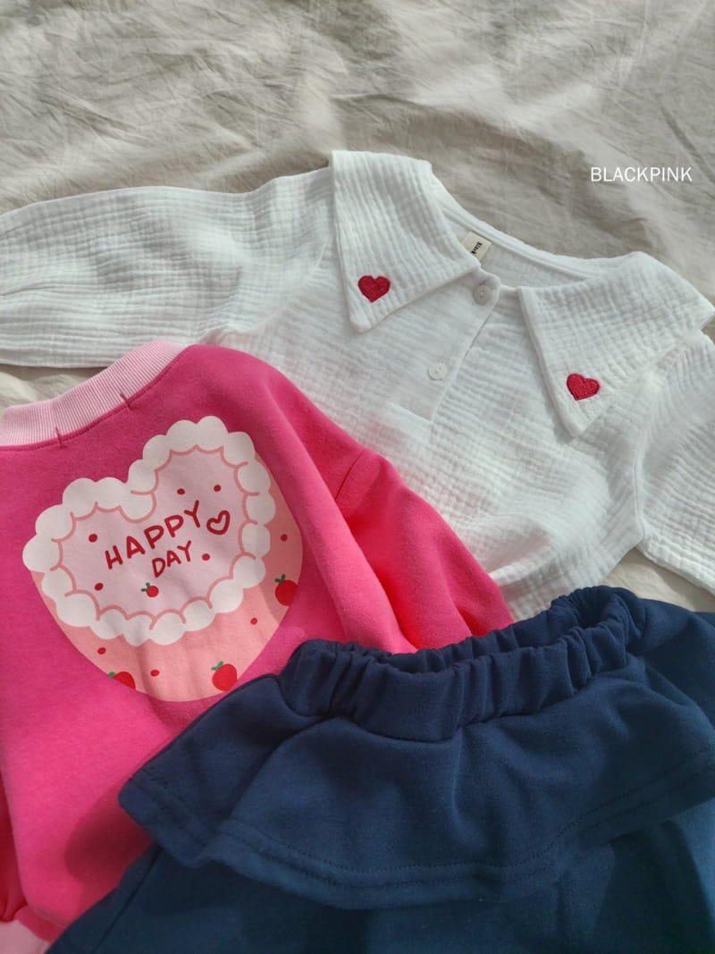 Black Pink - Korean Children Fashion - #fashionkids - Heart Embrodiery Blouse - 9