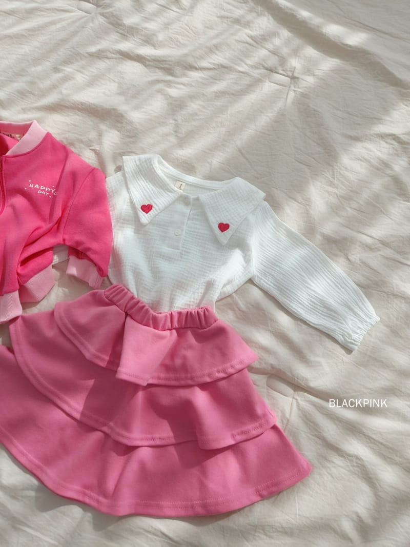 Black Pink - Korean Children Fashion - #kidsstore - Heart Embrodiery Blouse - 11
