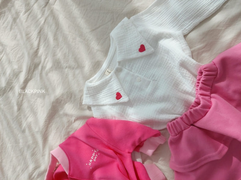 Black Pink - Korean Children Fashion - #kidzfashiontrend - Heart Embrodiery Blouse - 12