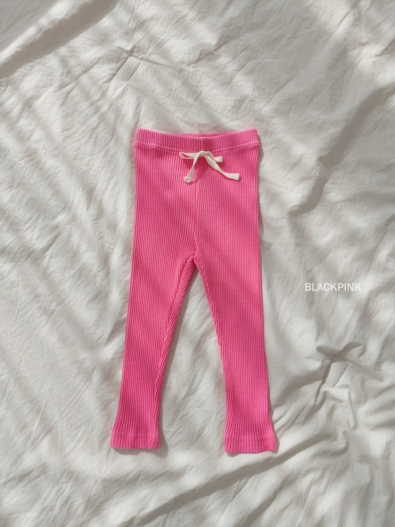 Black Pink - Korean Children Fashion - #littlefashionista - Rib Ribbon Leggings - 9