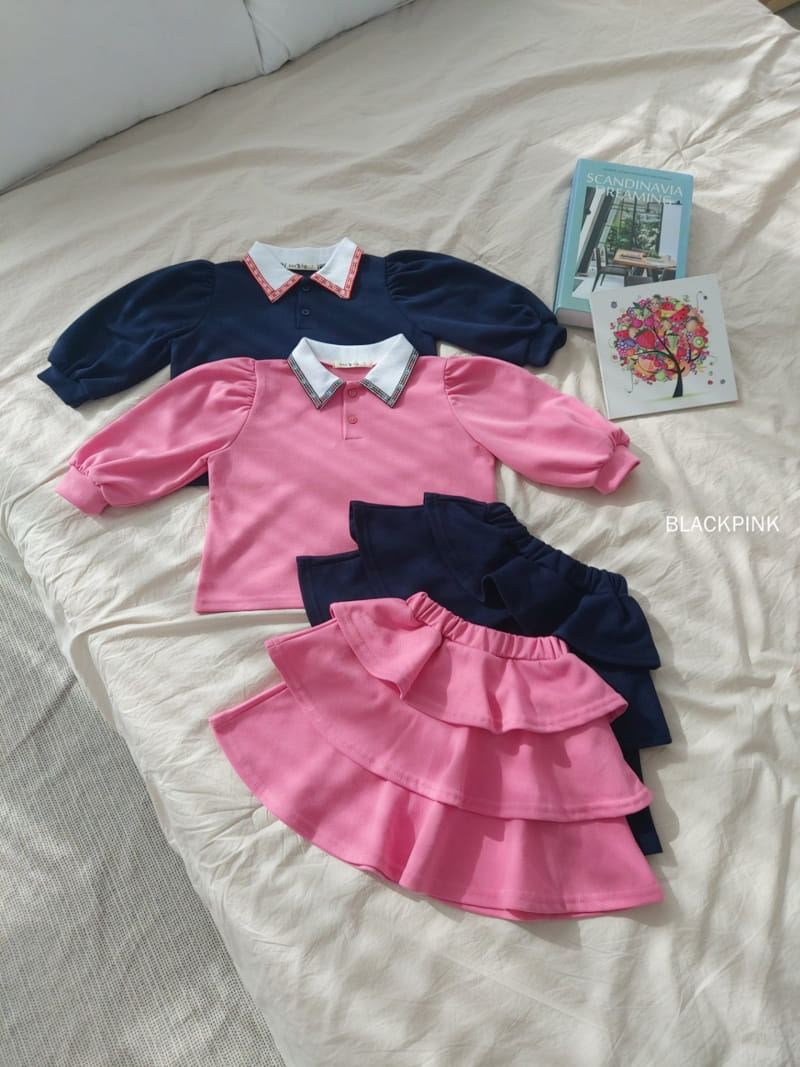 Black Pink - Korean Children Fashion - #littlefashionista - Tape Collar Tee
