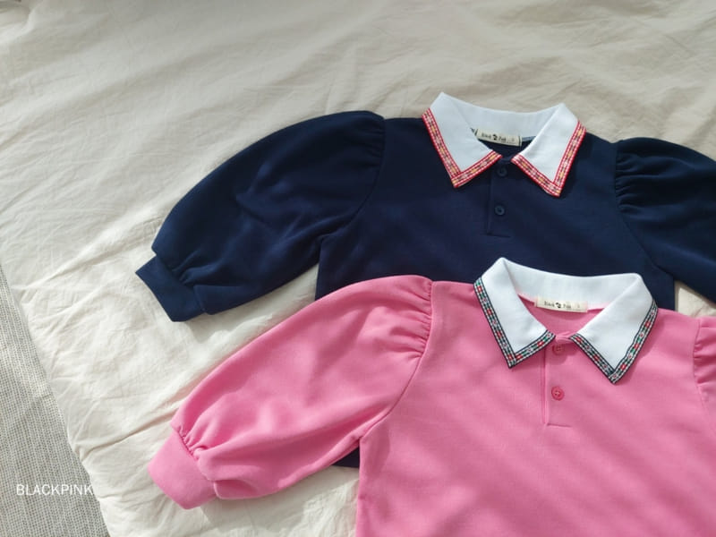 Black Pink - Korean Children Fashion - #minifashionista - Tape Collar Tee - 4