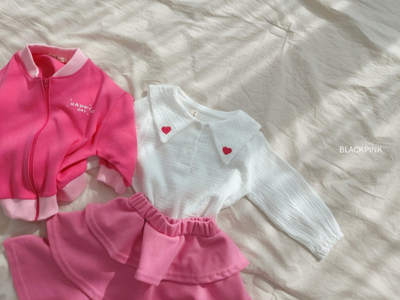 Black Pink - Korean Children Fashion - #prettylittlegirls - Heart Embrodiery Blouse