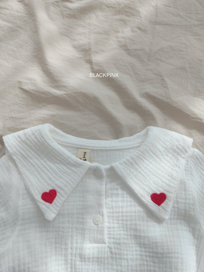Black Pink - Korean Children Fashion - #toddlerclothing - Heart Embrodiery Blouse - 4