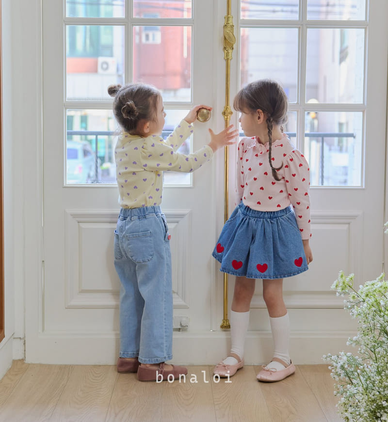 Bonaloi - Korean Children Fashion - #childofig - Heart Petit Ribbon Tee - 12