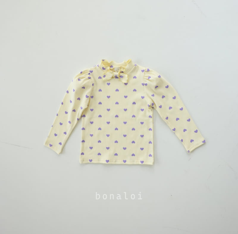 Bonaloi - Korean Children Fashion - #kidsshorts - Heart Petit Ribbon Tee