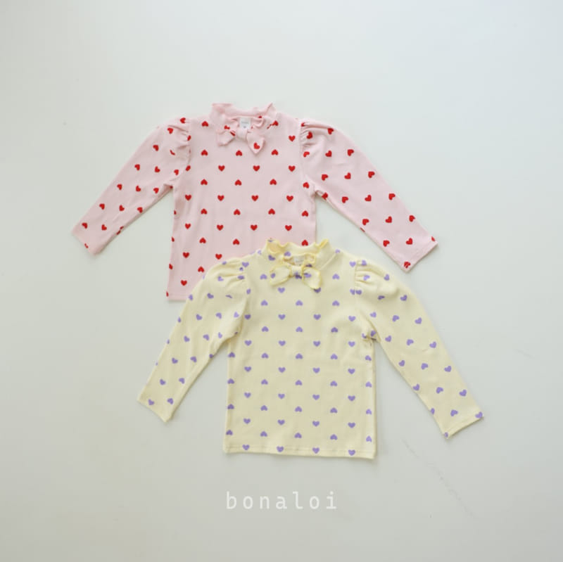 Bonaloi - Korean Children Fashion - #kidsstore - Heart Petit Ribbon Tee - 2