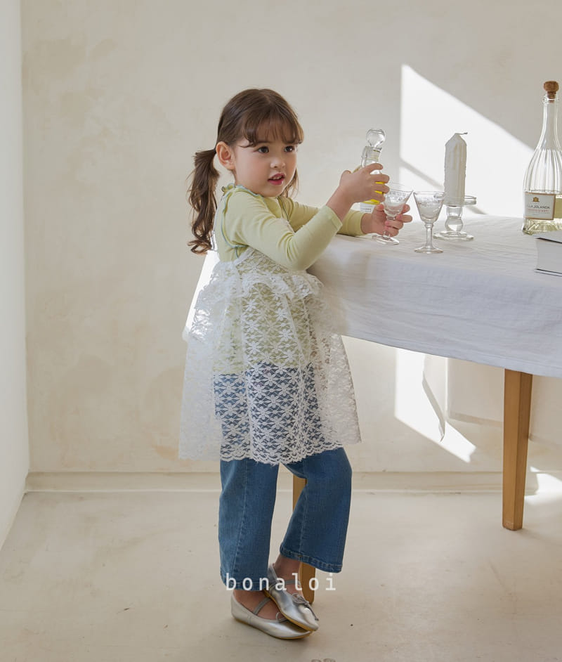 Bonaloi - Korean Children Fashion - #littlefashionista - Lace Cemi One-piece - 3