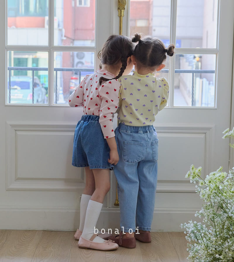 Bonaloi - Korean Children Fashion - #toddlerclothing - Heart Petit Ribbon Tee - 10