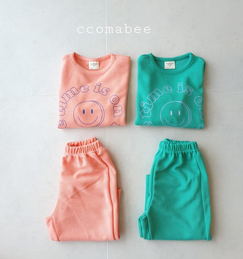 Ccomabee - Korean Children Fashion - #minifashionista - Smile Top Bottom Set - 2
