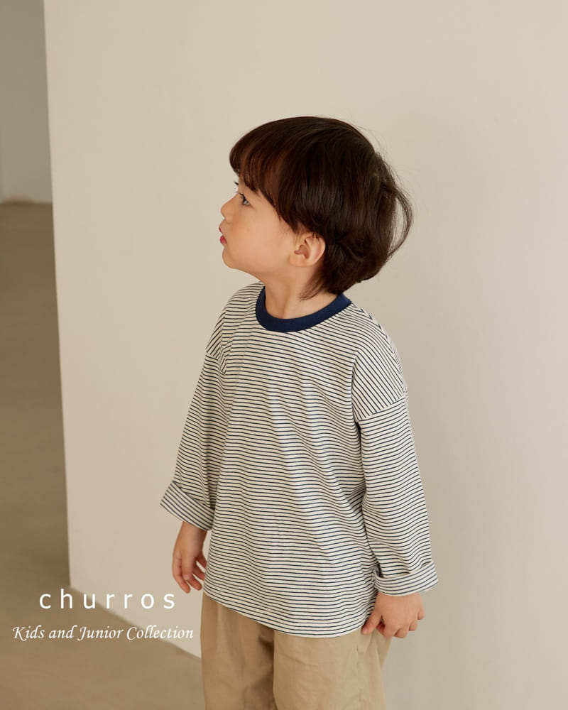 Churros - Korean Children Fashion - #kidsshorts - Stripes Washing Tee - 7