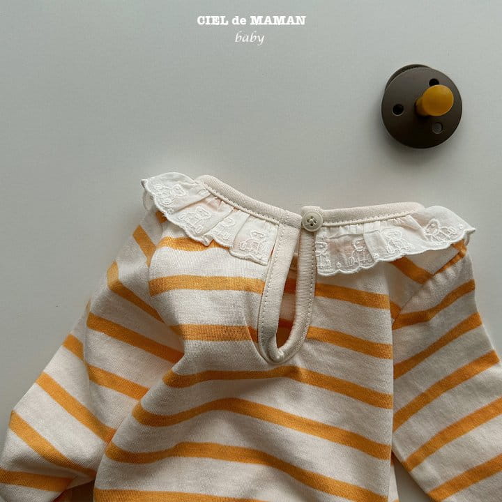 Ciel De Maman - Korean Baby Fashion - #babyboutique - Stripes Frill Bodysuit - 2