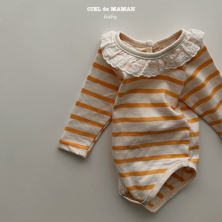 Ciel De Maman - Korean Baby Fashion - #babyboutique - Stripes Frill Bodysuit - 3