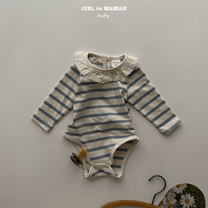 Ciel De Maman - Korean Baby Fashion - #babyboutique - Stripes Frill Bodysuit - 4